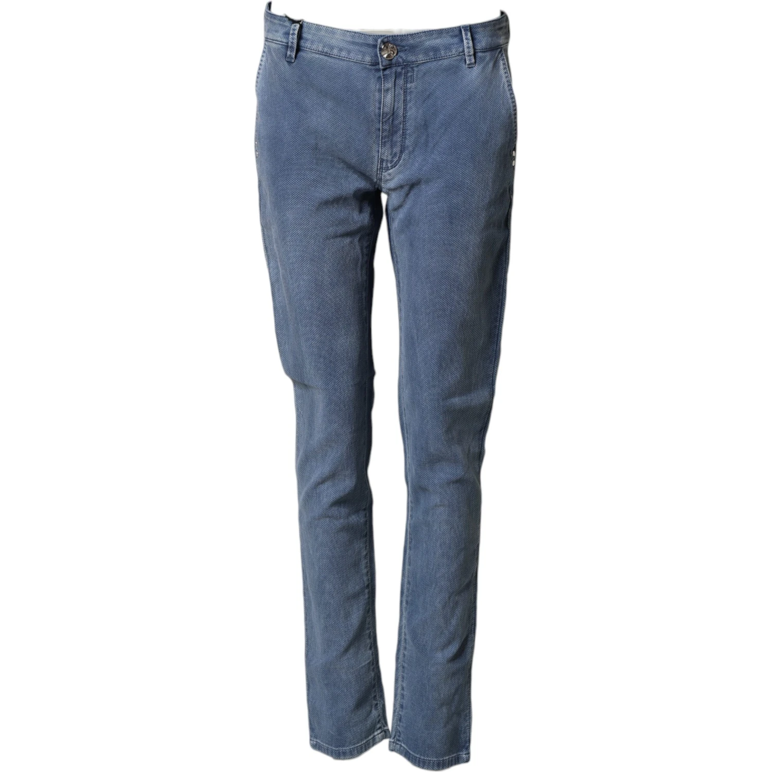Blue Cotton Stretch Men Chino Trouser Pants