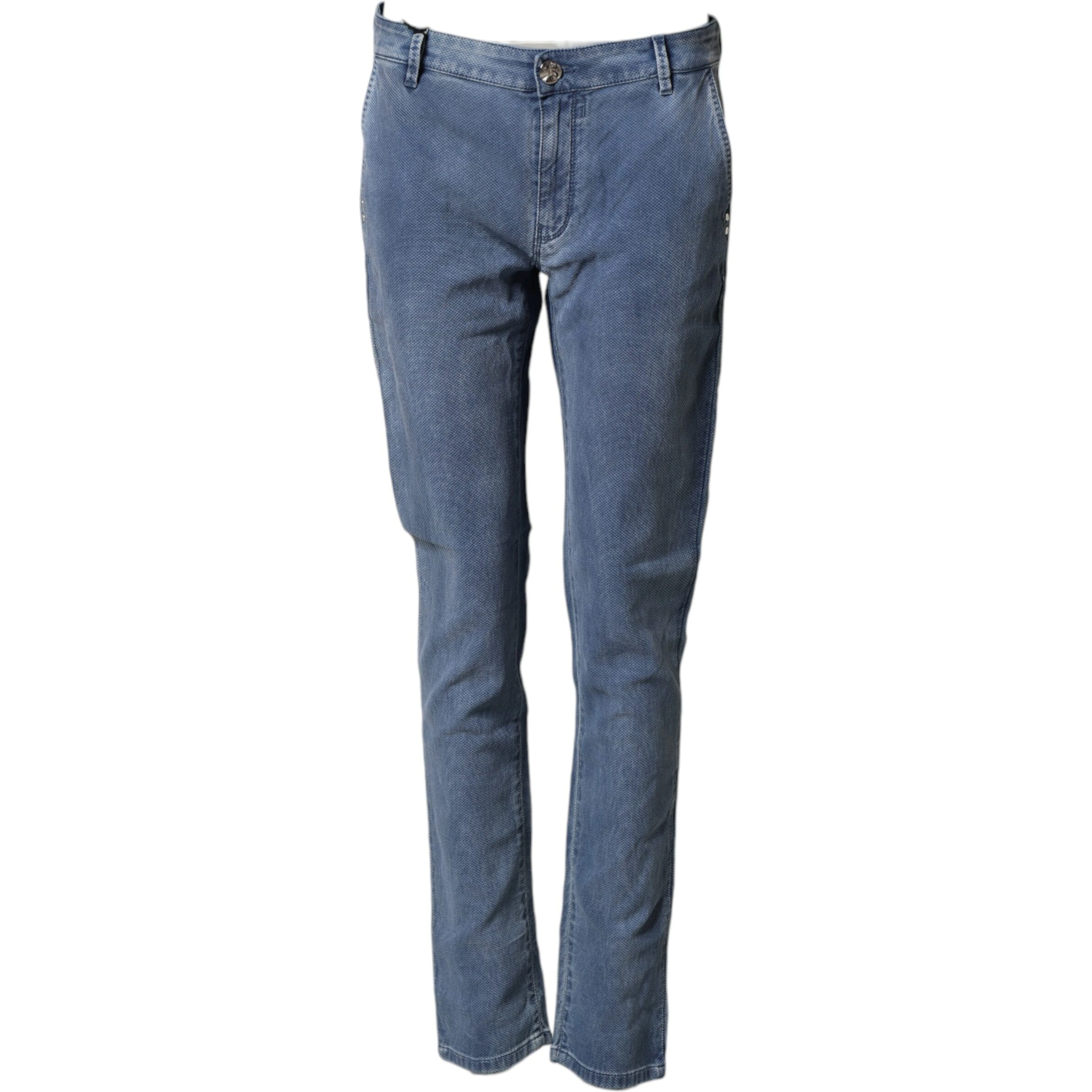 Blue Cotton Stretch Men Chino Trouser Pants