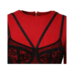 Black Red Contrasting Bra Cady Midi Dress