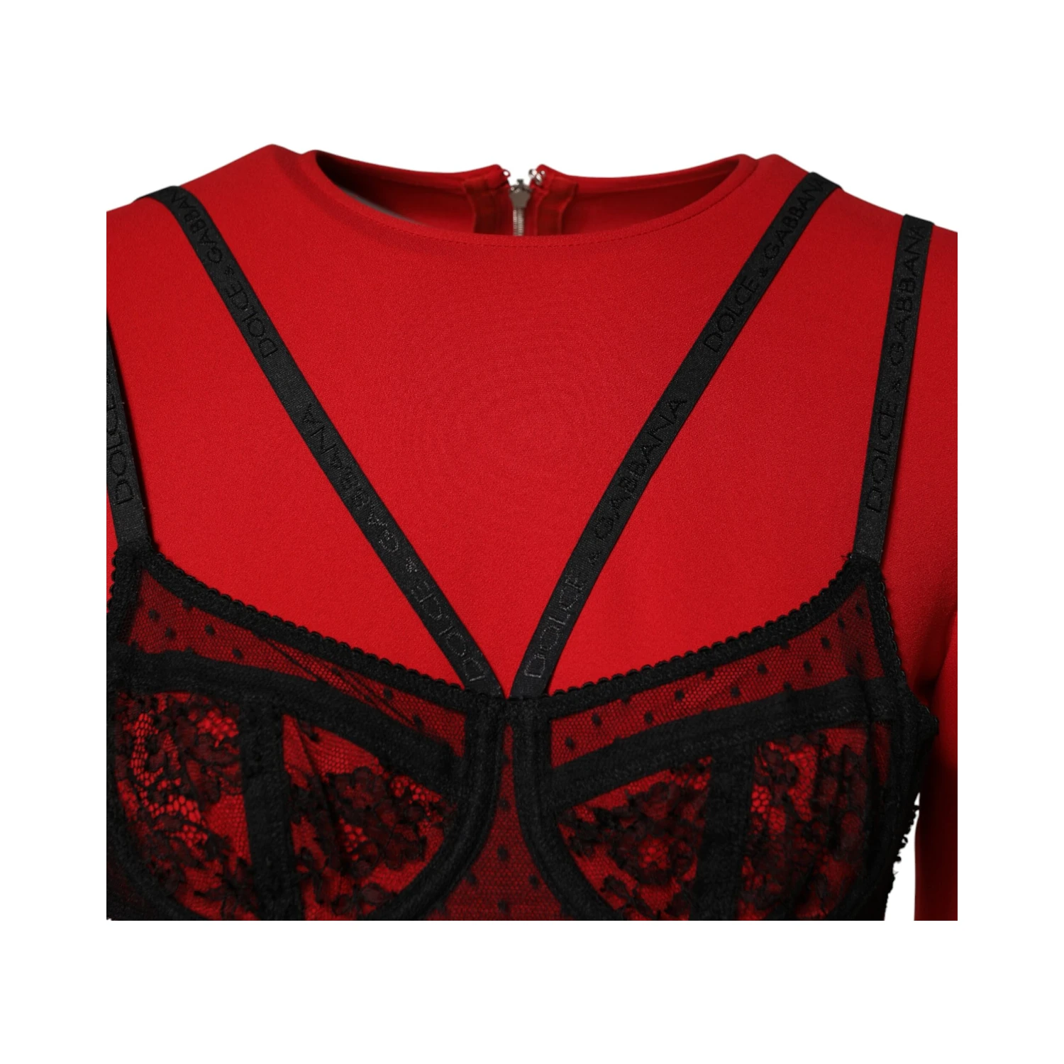 Black Red Contrasting Bra Cady Midi Dress