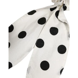 Scrunchie White Cotton Polka Dot Scarf Tie Accessory Hair