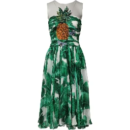 Green Pineapple Embellished BananaLeaf Dress