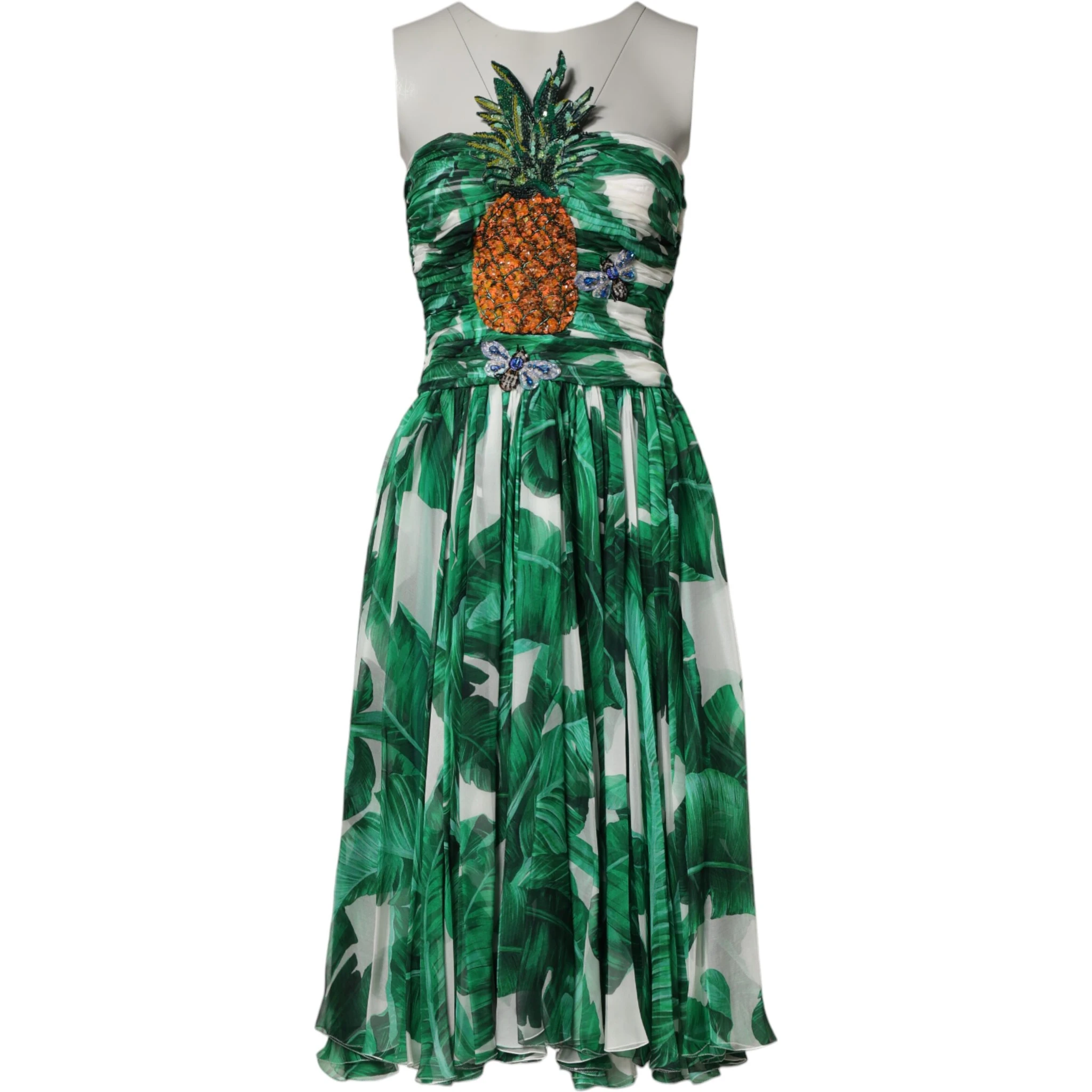 Green Pineapple Embellished BananaLeaf Dress