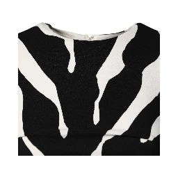 Black White Zebra Viscose Sheath Midi Dress