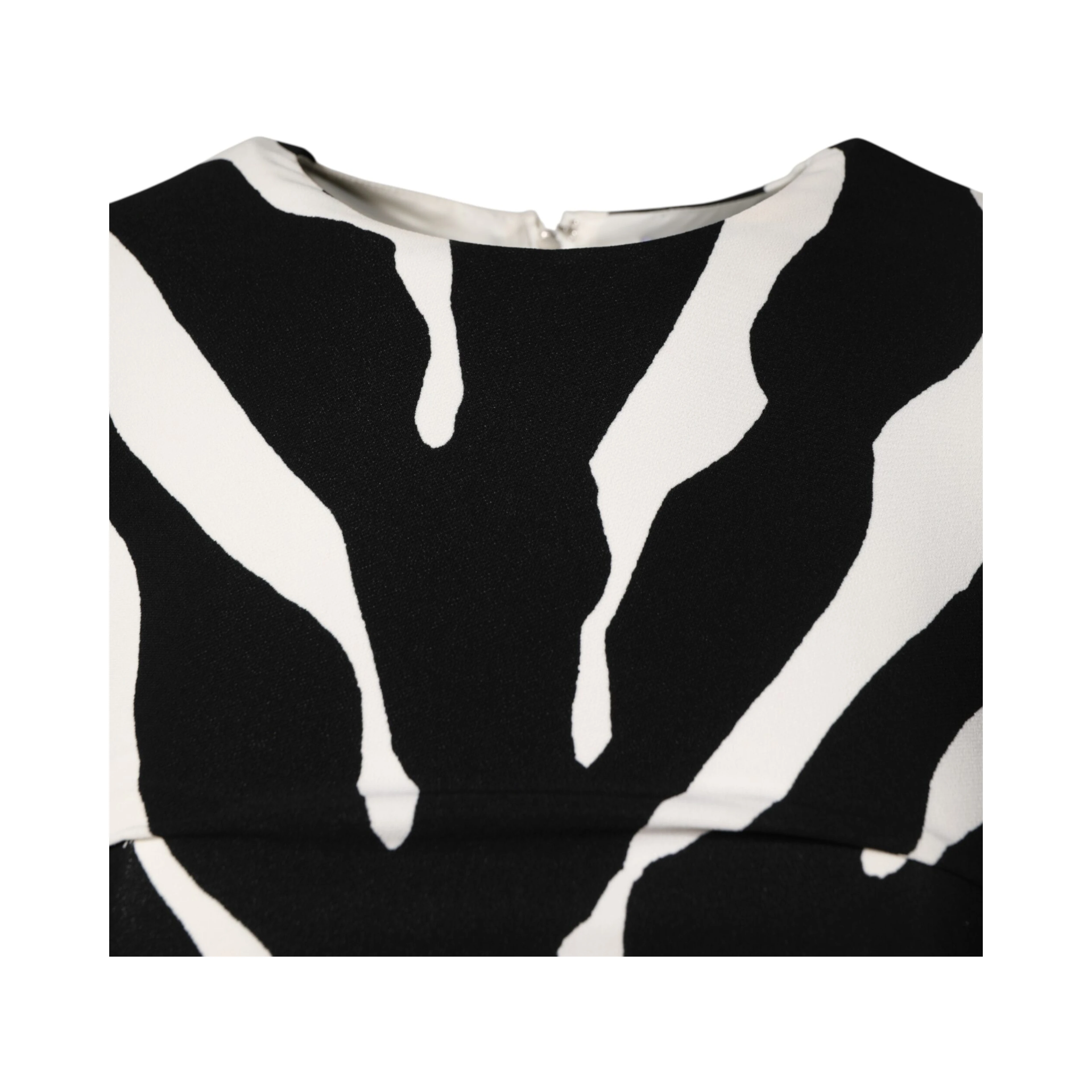 Black White Zebra Viscose Sheath Midi Dress