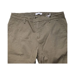 Beige Cotton Stretch Straight Chino Men Trouser Pants