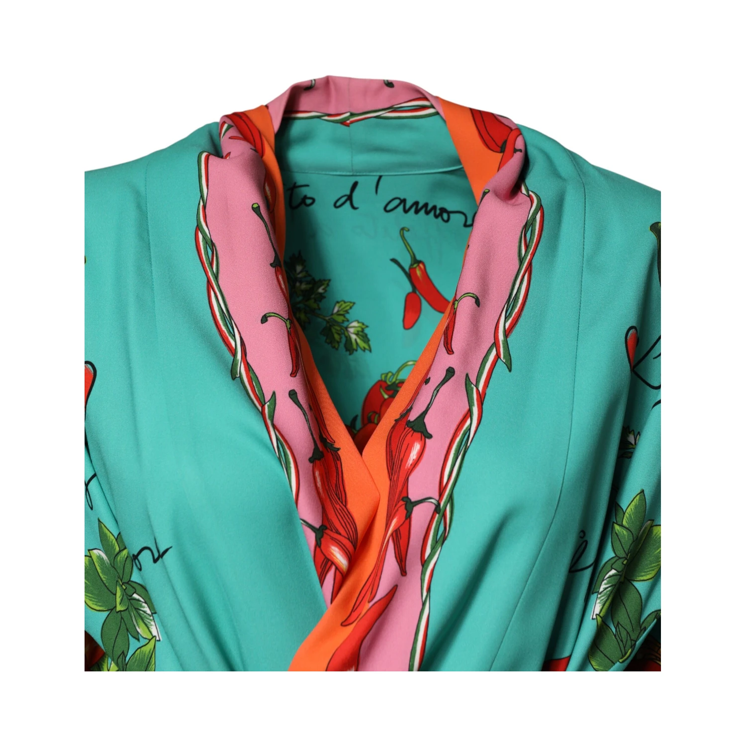 Green Printed Long Sleeve Wrap Coat Dress