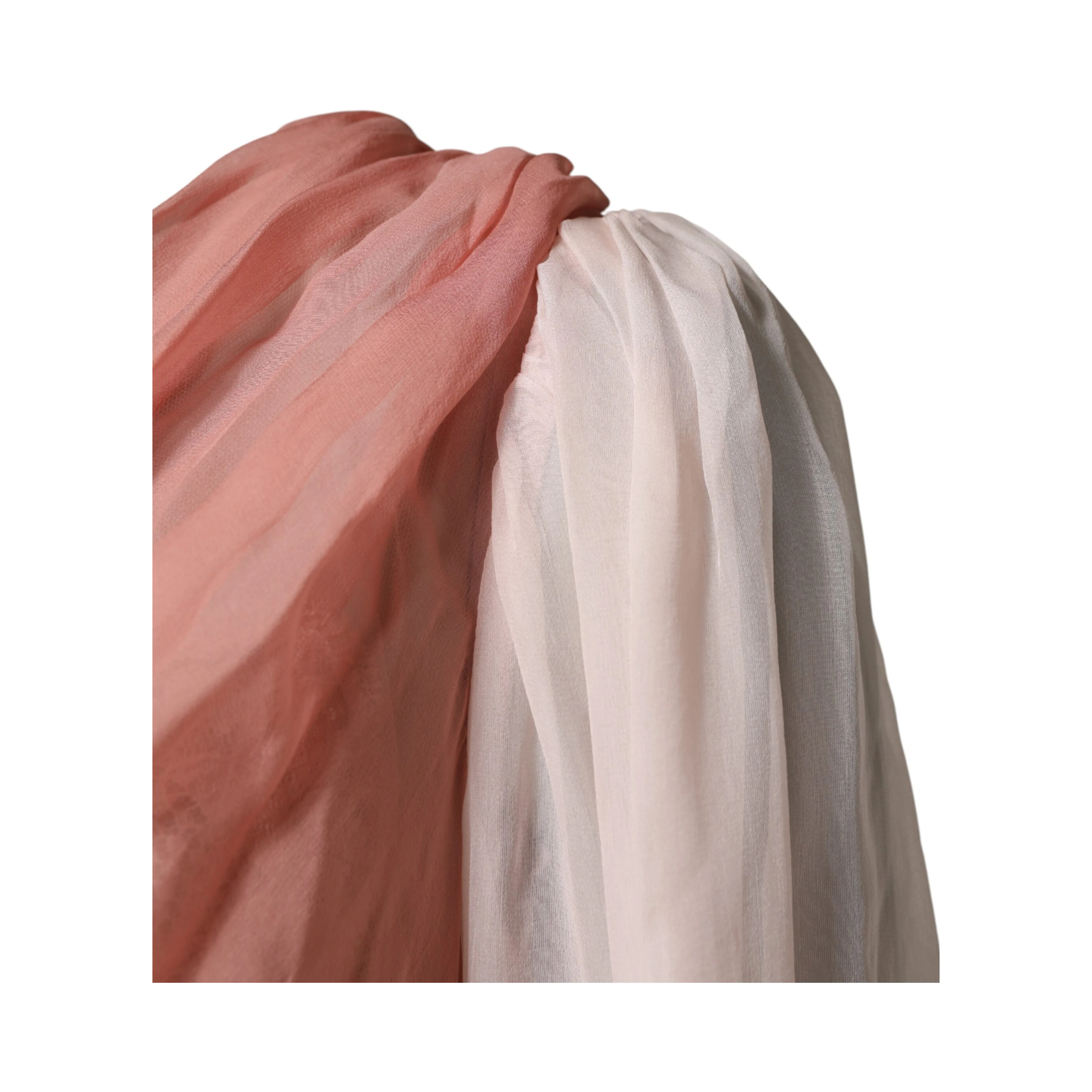 Pink Silk Tulle Long Sleeve V-neck Dress