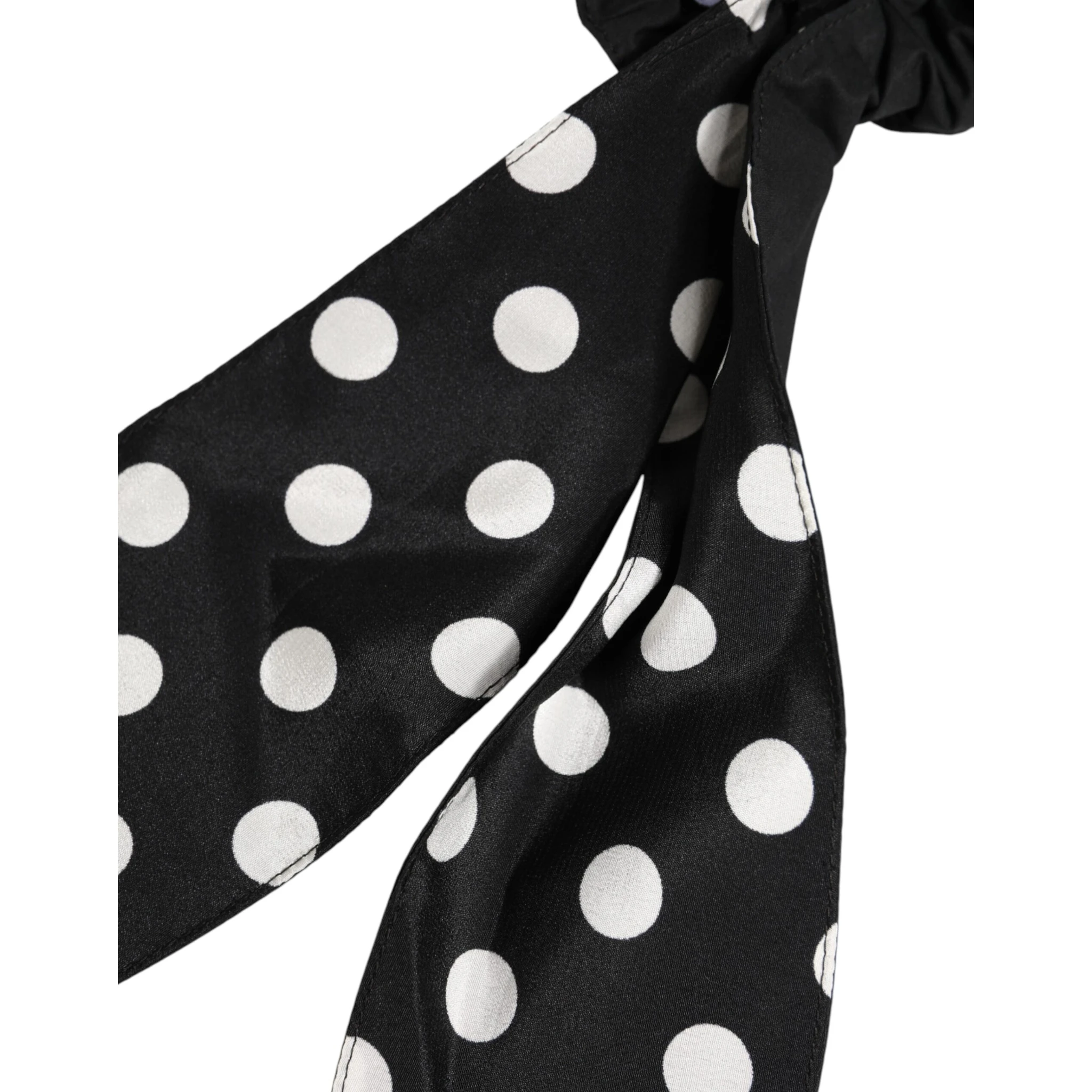 Black Cotton Polka Dot Scarf Tie Accessory Hair Scrunchie