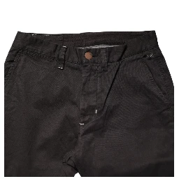 Dark Brown Cotton Stretch Straight Mid Waist Trouser Pants