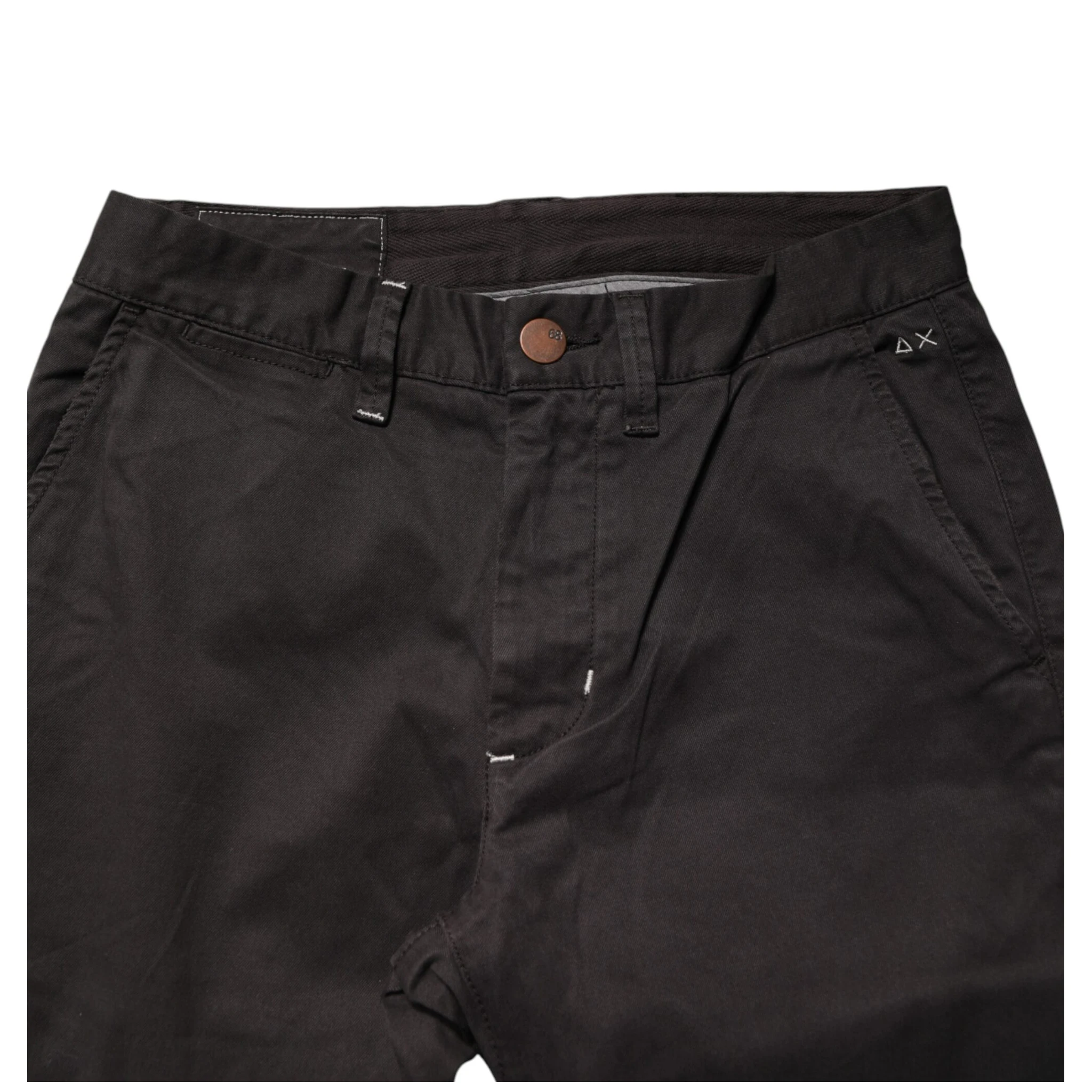 Dark Brown Cotton Stretch Straight Mid Waist Trouser Pants