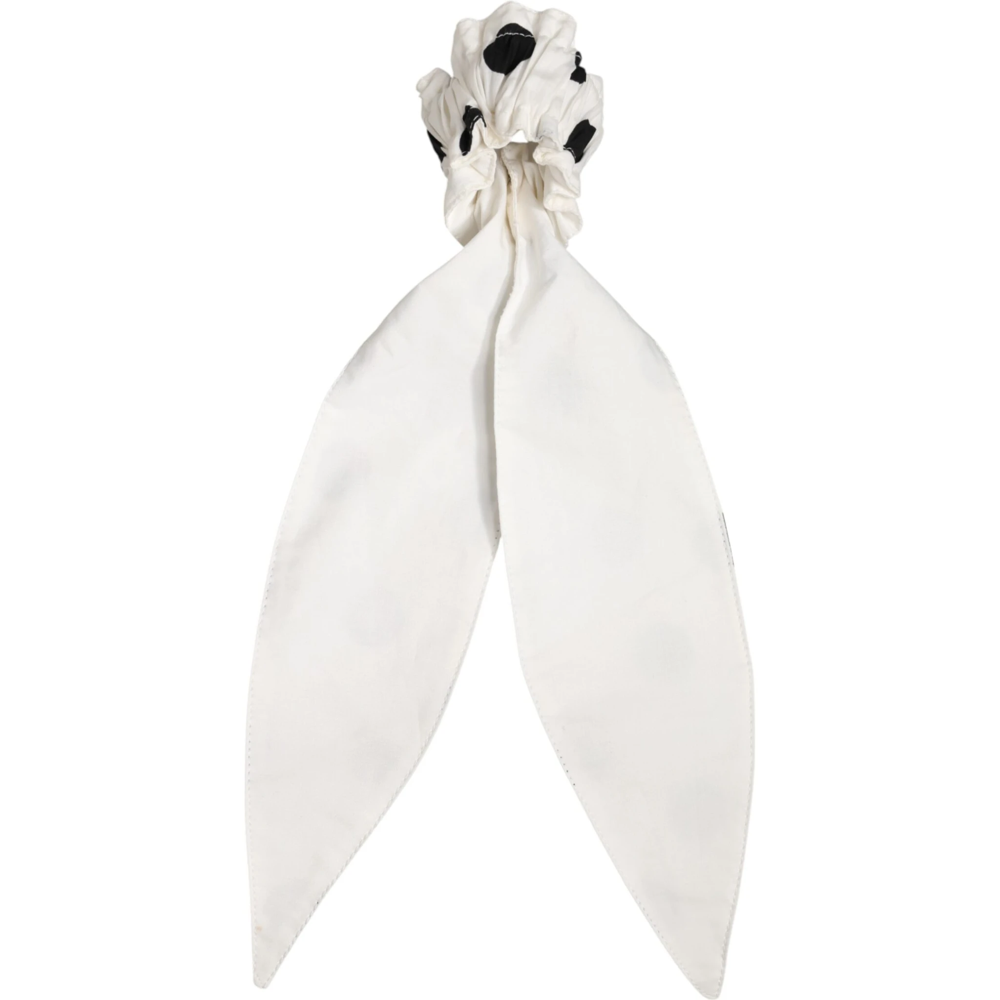 Scrunchie White Cotton Polka Dot Scarf Tie Accessory Hair