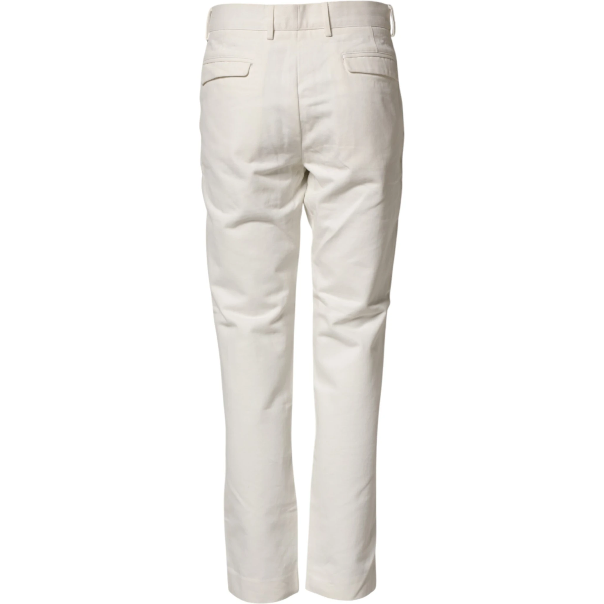 White Cotton Straight Chino Trouser Pants