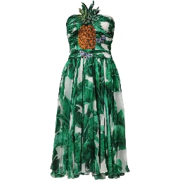 Green Pineapple Embellished BananaLeaf Dress