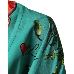 Green Printed Long Sleeve Wrap Coat Dress
