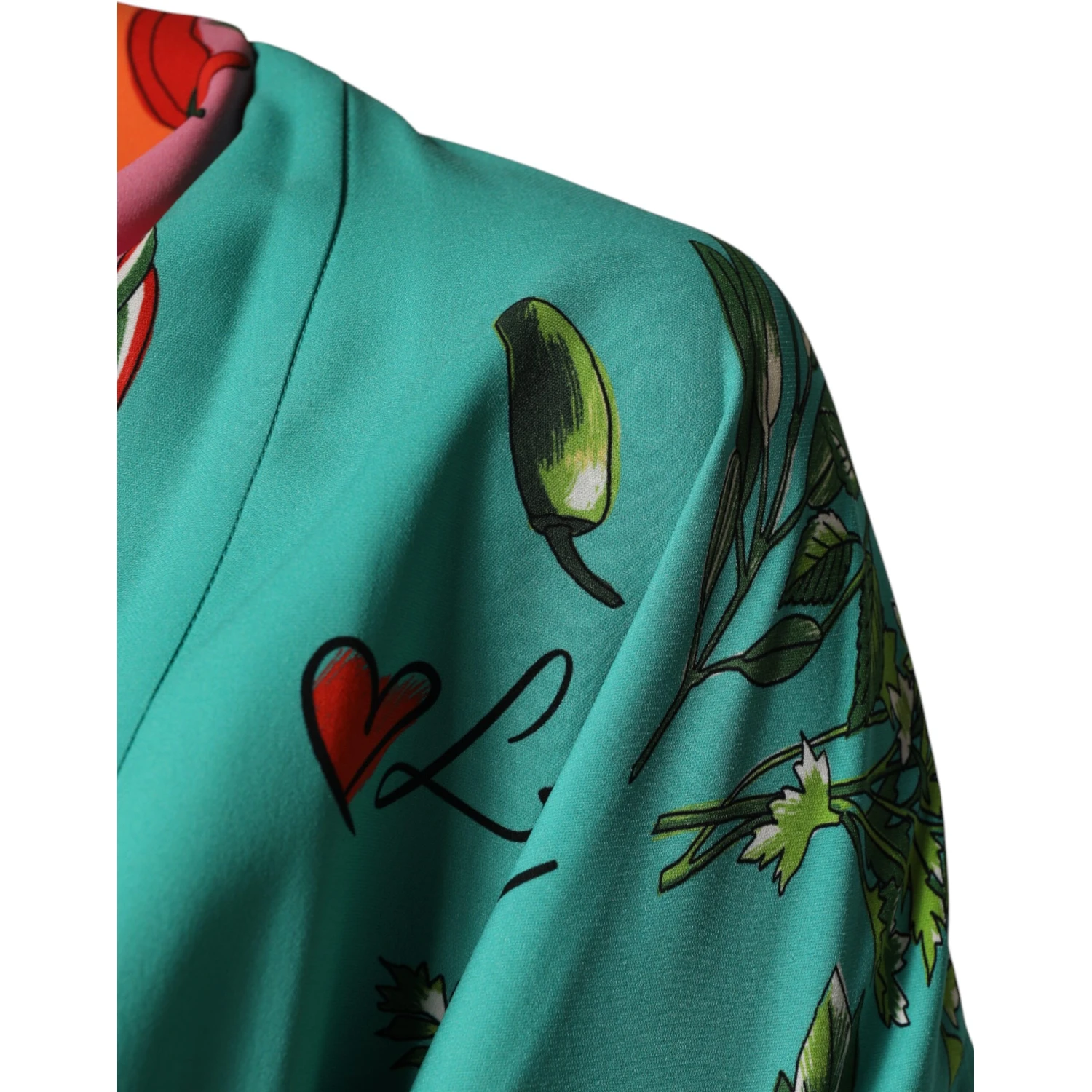 Green Printed Long Sleeve Wrap Coat Dress
