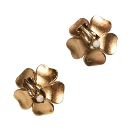 Gold Tone Maxi Faux Pearl Floral Clip-on Jewelry Earrings