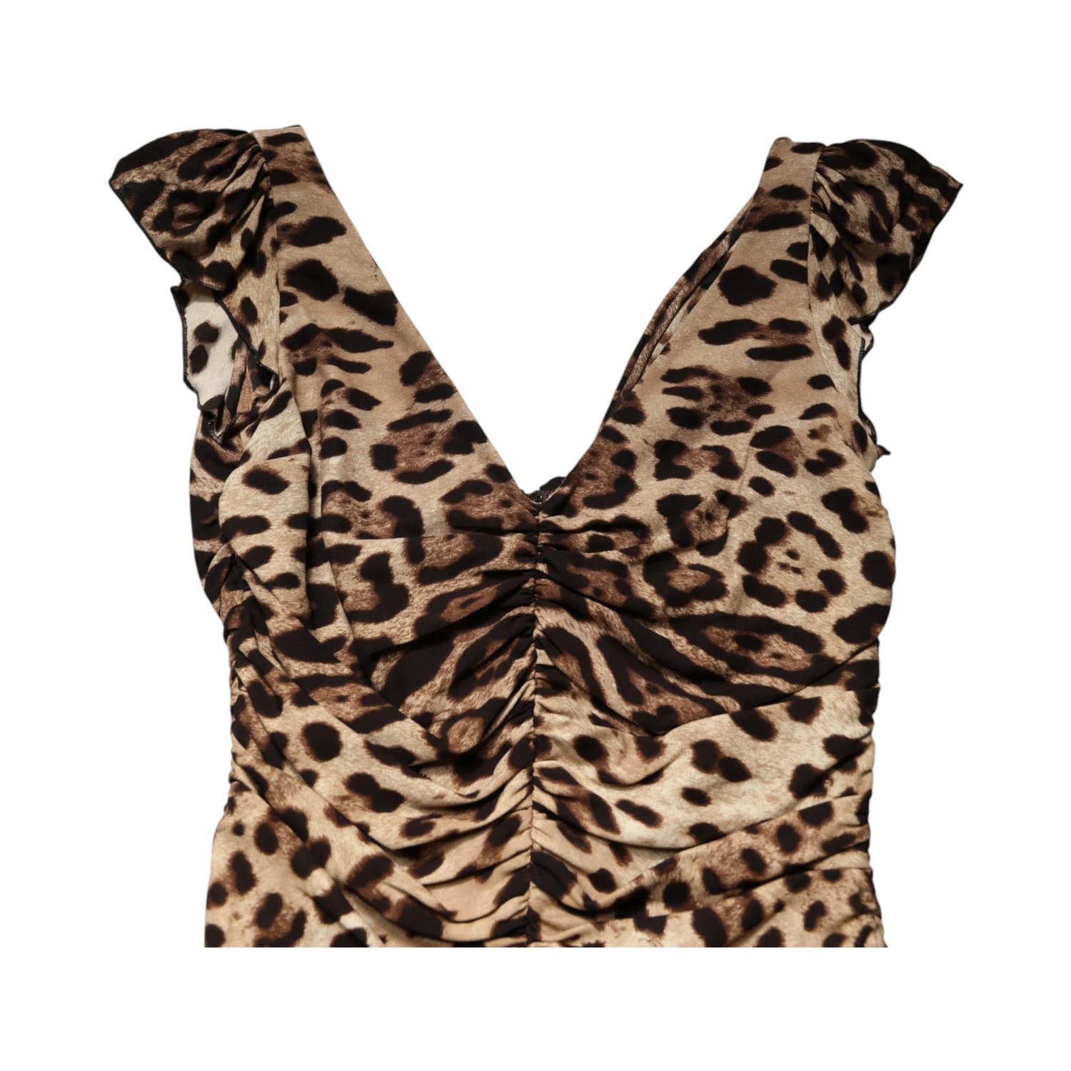 Brown Leopard Sleeveless Sheath Midi Dress