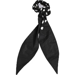 Black Cotton Polka Dot Scarf Tie Accessory Hair Scrunchie