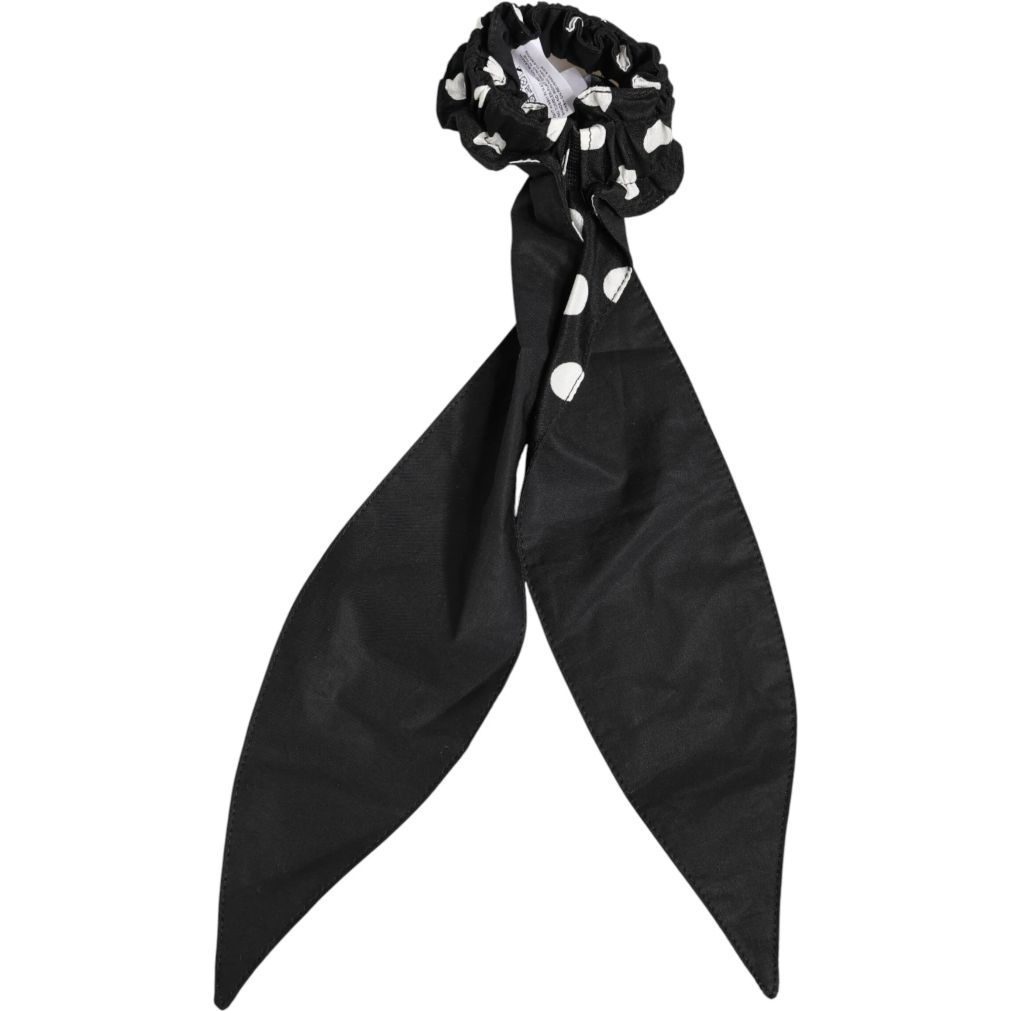 Black Cotton Polka Dot Scarf Tie Accessory Hair Scrunchie