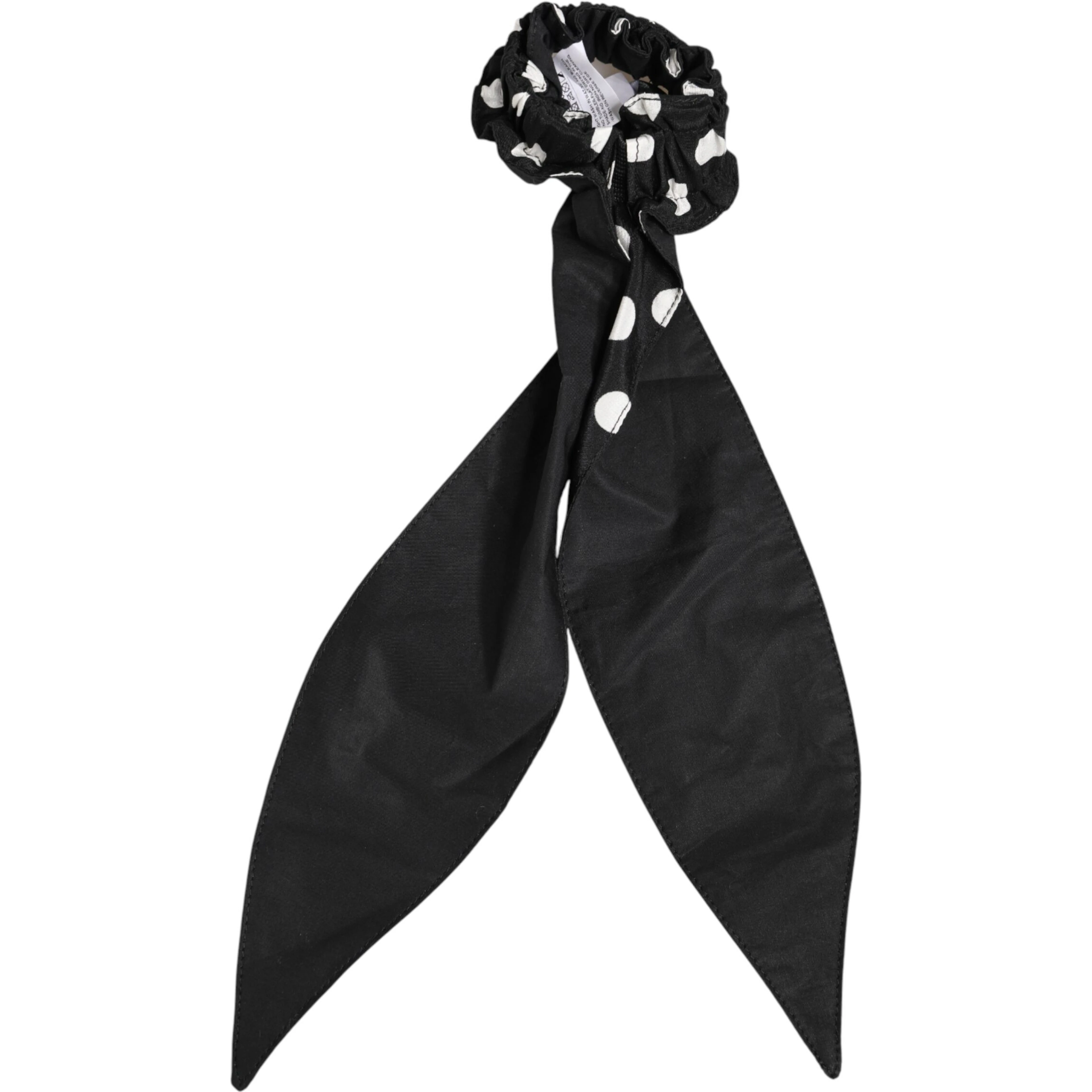 Black Cotton Polka Dot Scarf Tie Accessory Hair Scrunchie