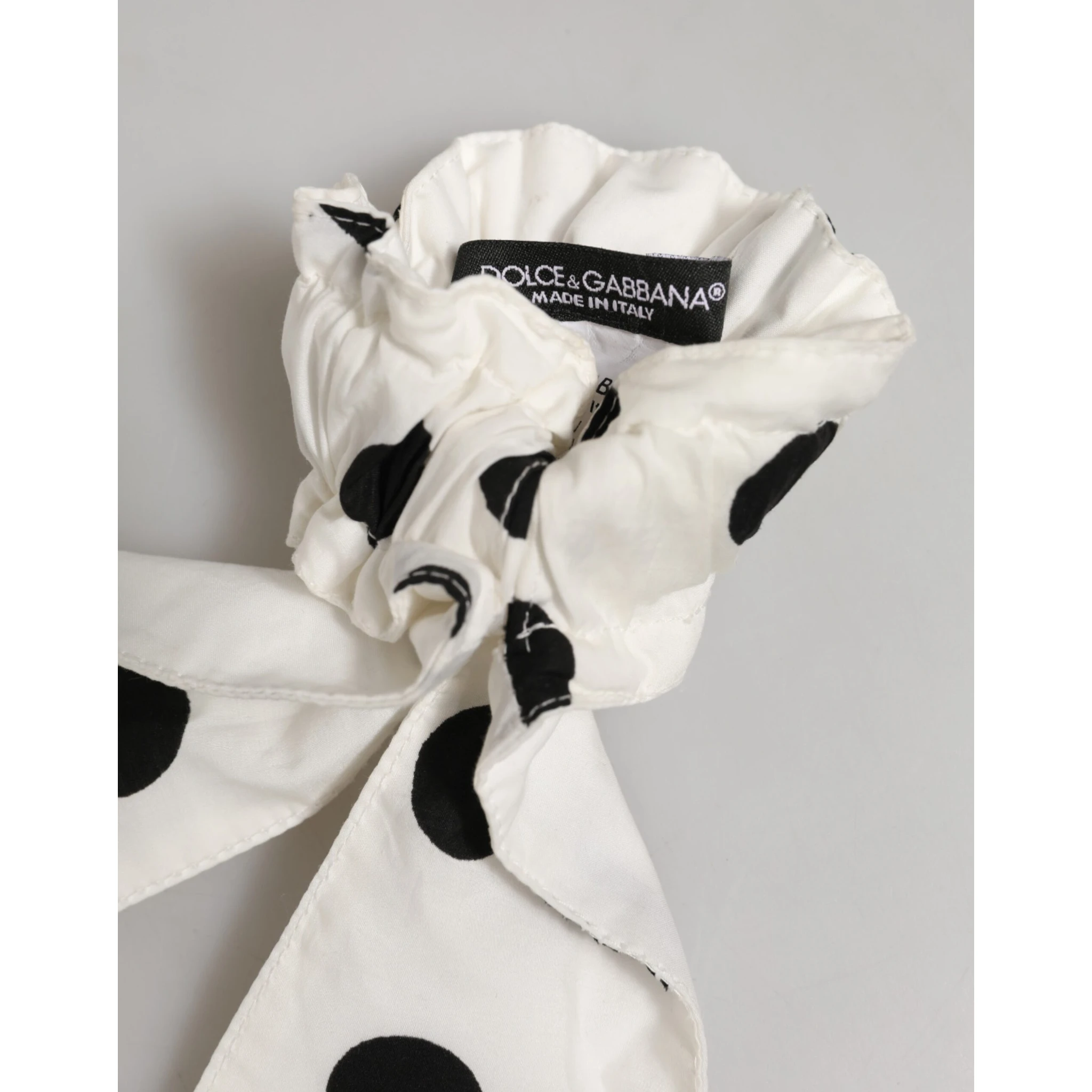 Scrunchie White Cotton Polka Dot Scarf Tie Accessory Hair
