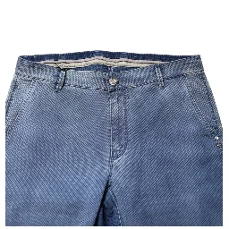 Blue Cotton Stretch Men Chino Trouser Pants