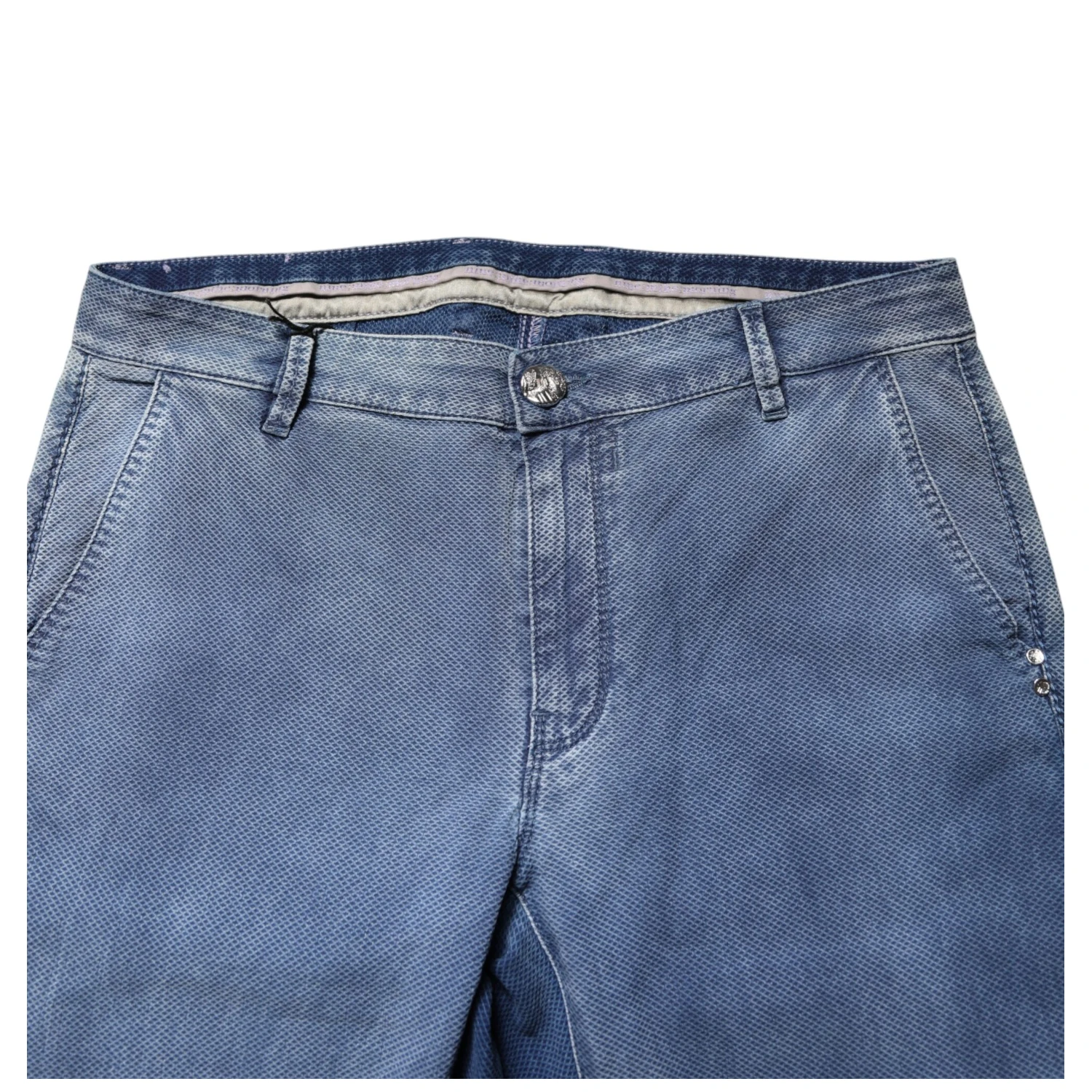 Blue Cotton Stretch Men Chino Trouser Pants