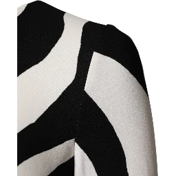 Black White Zebra Viscose Sheath Midi Dress