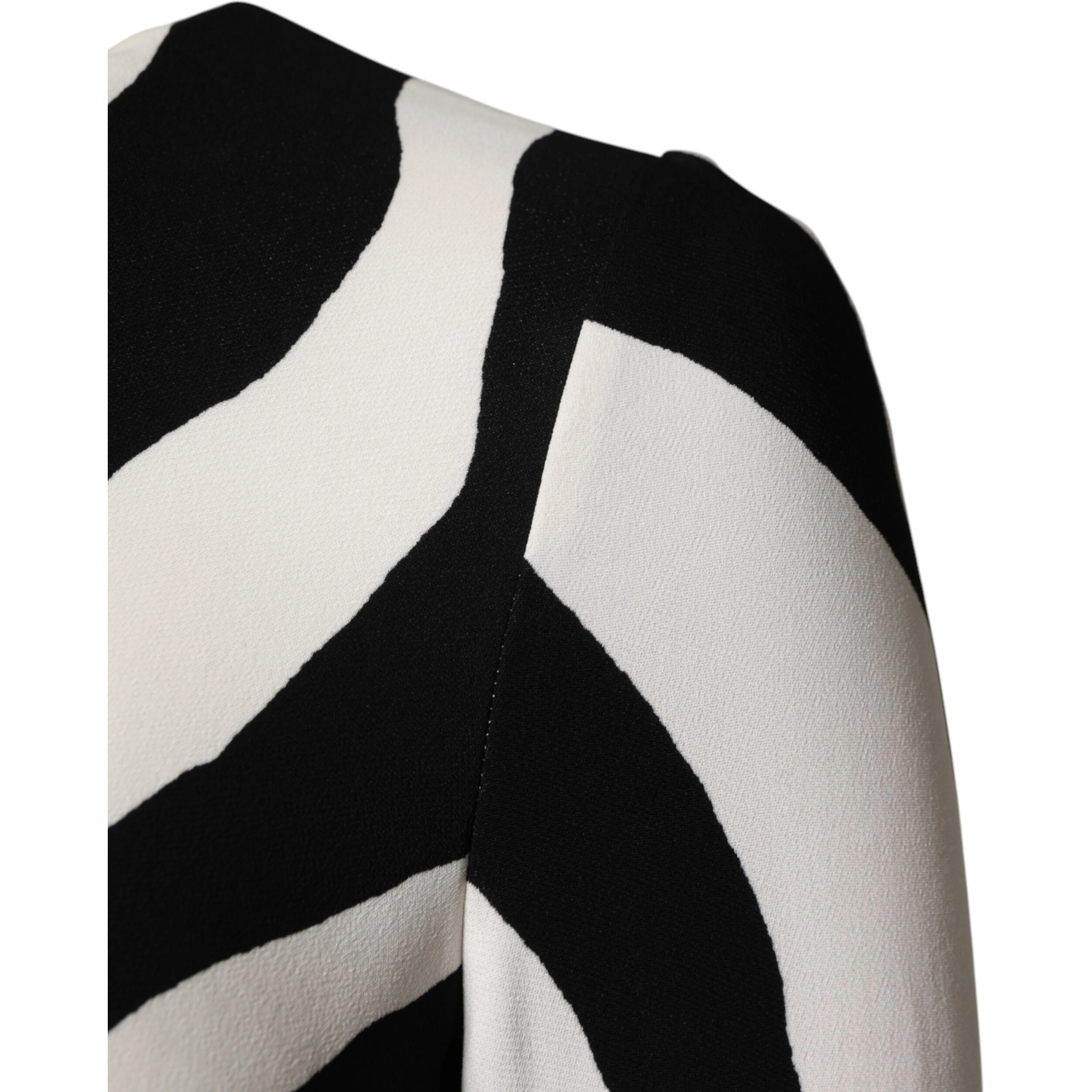 Black White Zebra Viscose Sheath Midi Dress