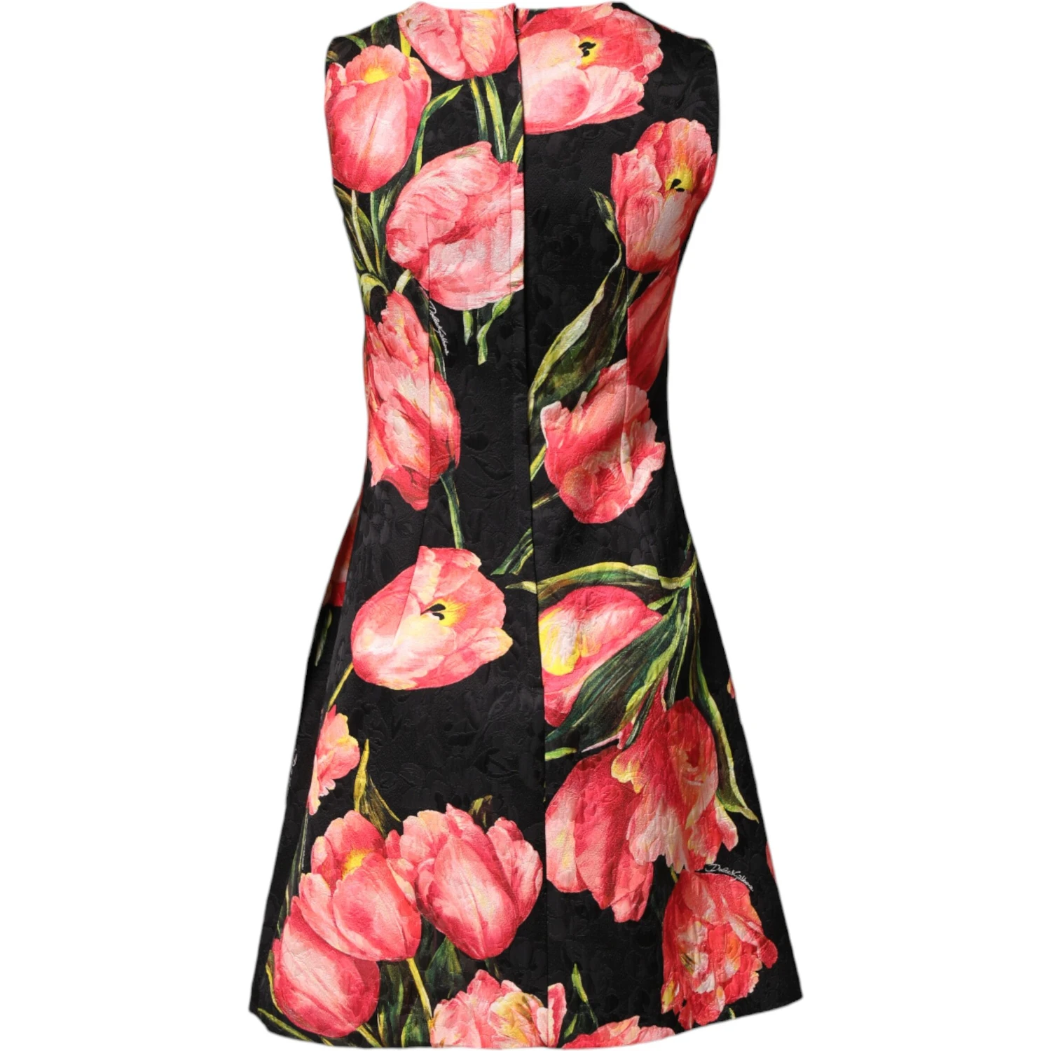 Black Floral Print Viscose A-line Mini  Dress