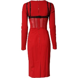 Black Red Contrasting Bra Cady Midi Dress