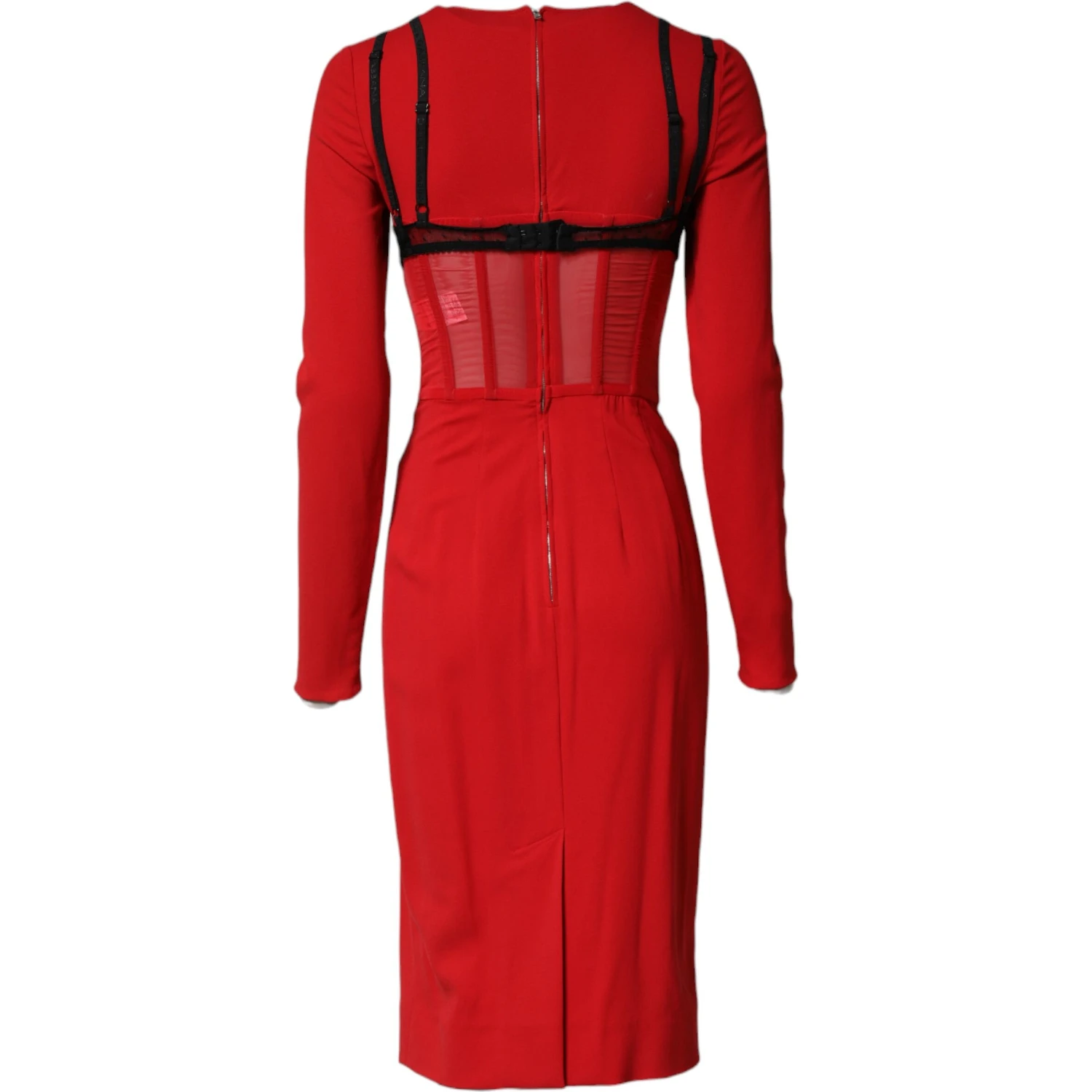 Black Red Contrasting Bra Cady Midi Dress