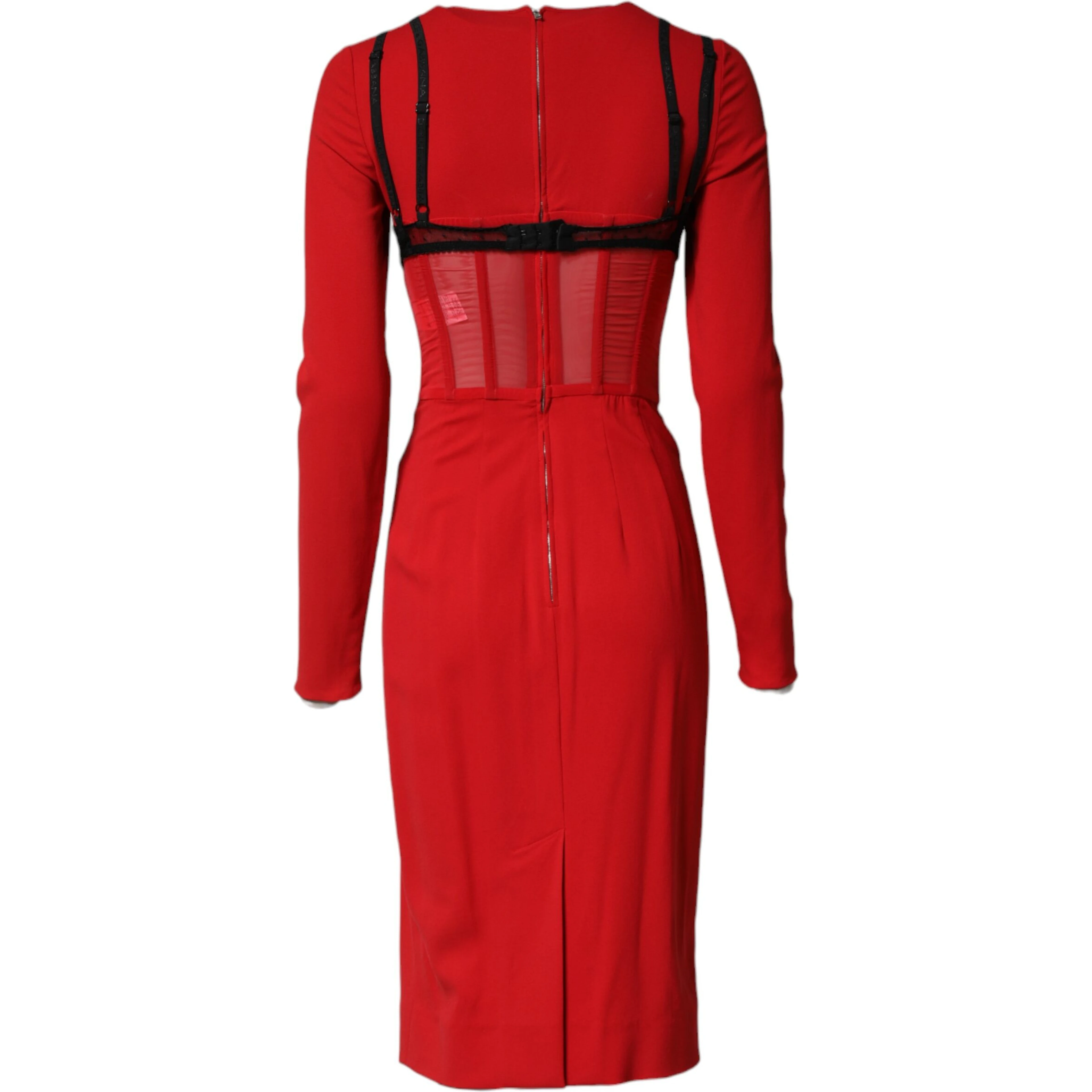 Black Red Contrasting Bra Cady Midi Dress
