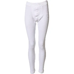 White Cotton Mid Waist Tights Leggings Pants