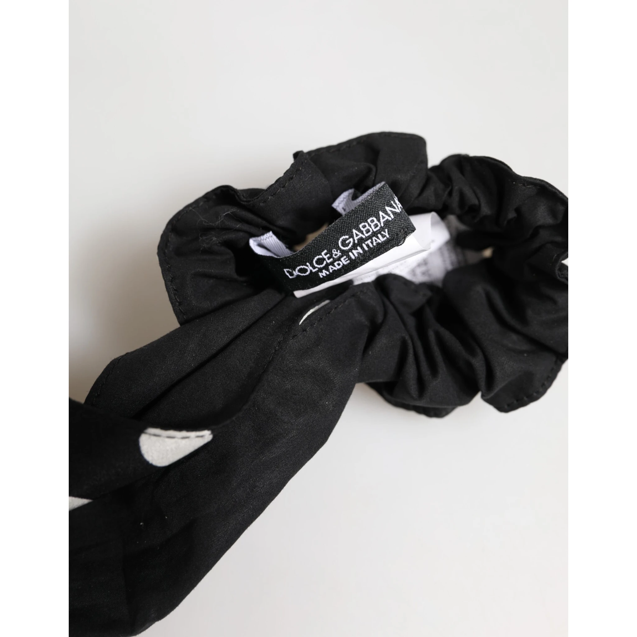 Black Cotton Polka Dot Scarf Tie Accessory Hair Scrunchie