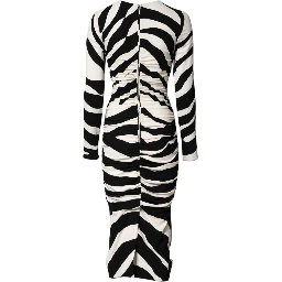 Black White Zebra Viscose Sheath Midi Dress