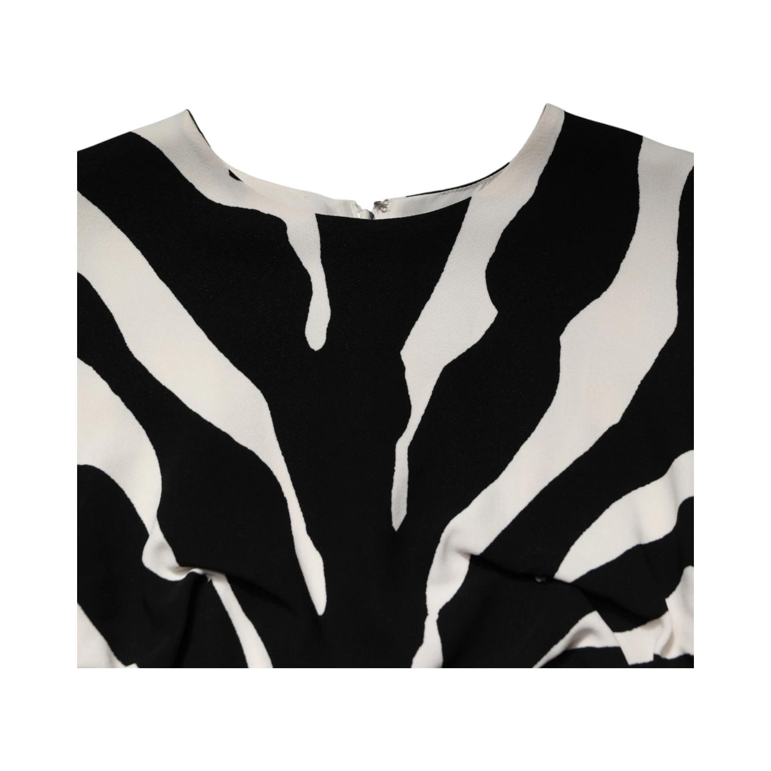Black White Zebra Viscose Sheath Midi Dress