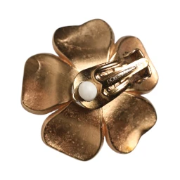 Gold Tone Maxi Faux Pearl Floral Clip-on Jewelry Earrings