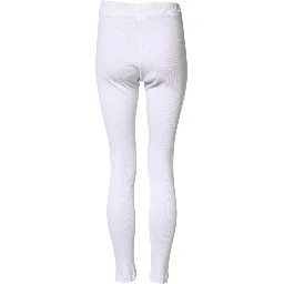 White Cotton Mid Waist Tights Leggings Pants