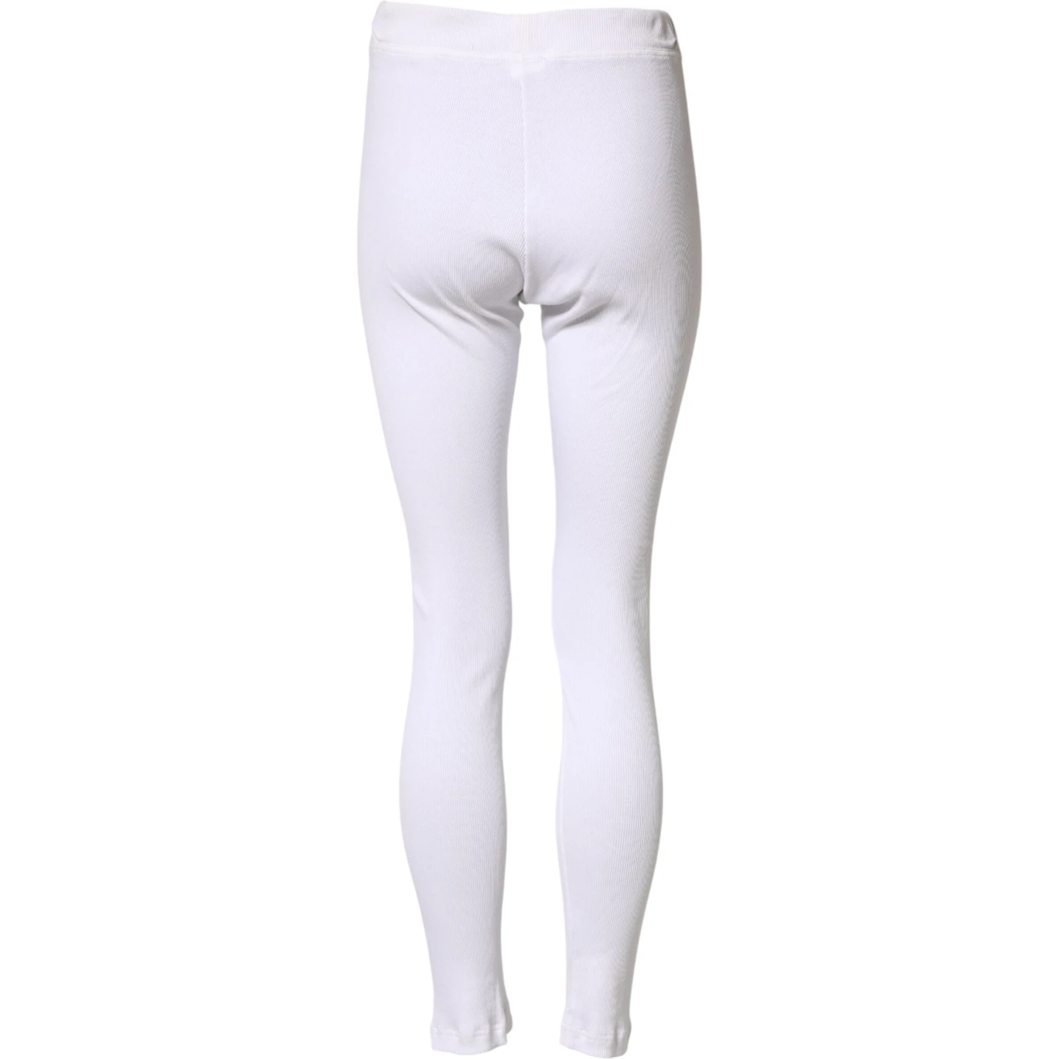 White Cotton Mid Waist Tights Leggings Pants