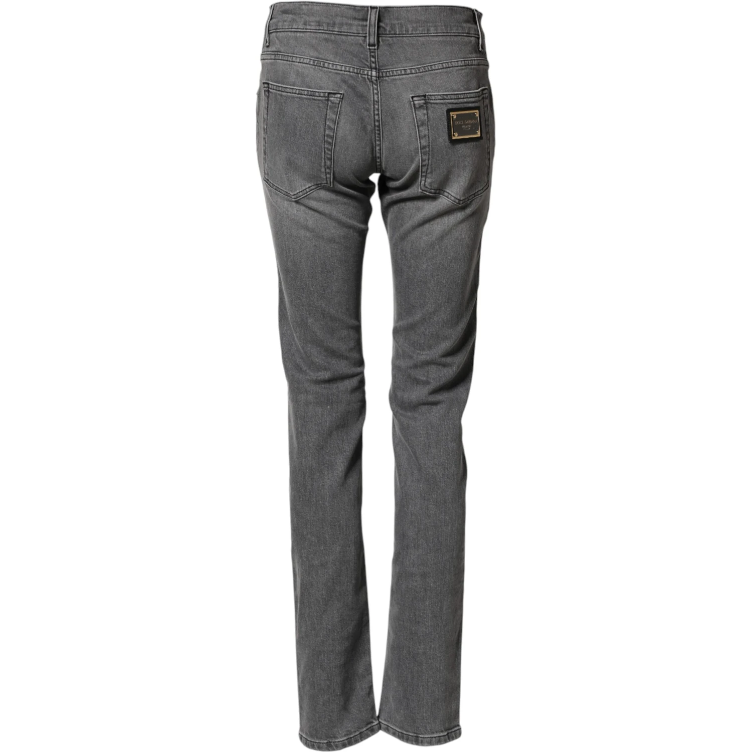 Gray Cotton Mid Waist Skinny Denim Jeans