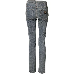 Blue Two Tone Cotton Men Skinny Denim Jeans
