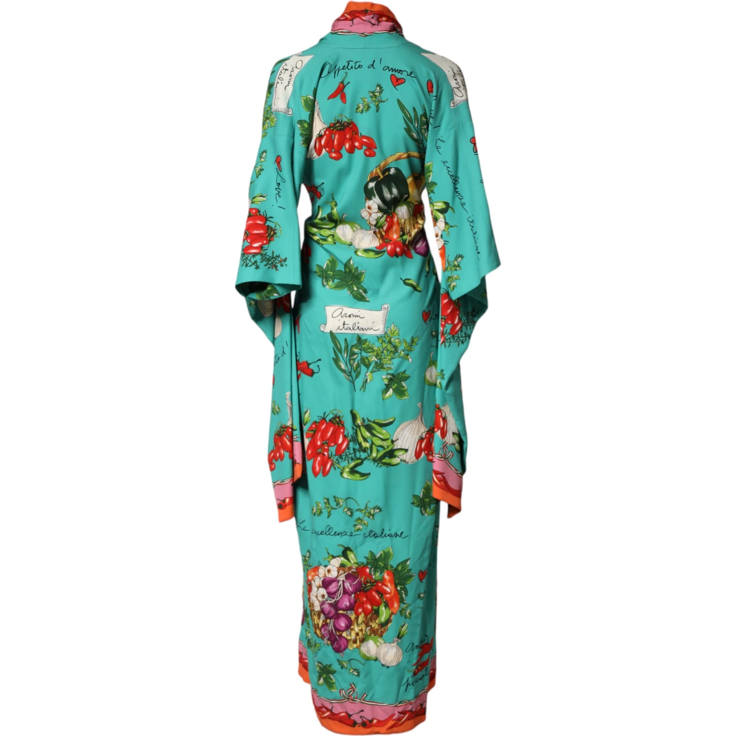 Green Printed Long Sleeve Wrap Coat Dress