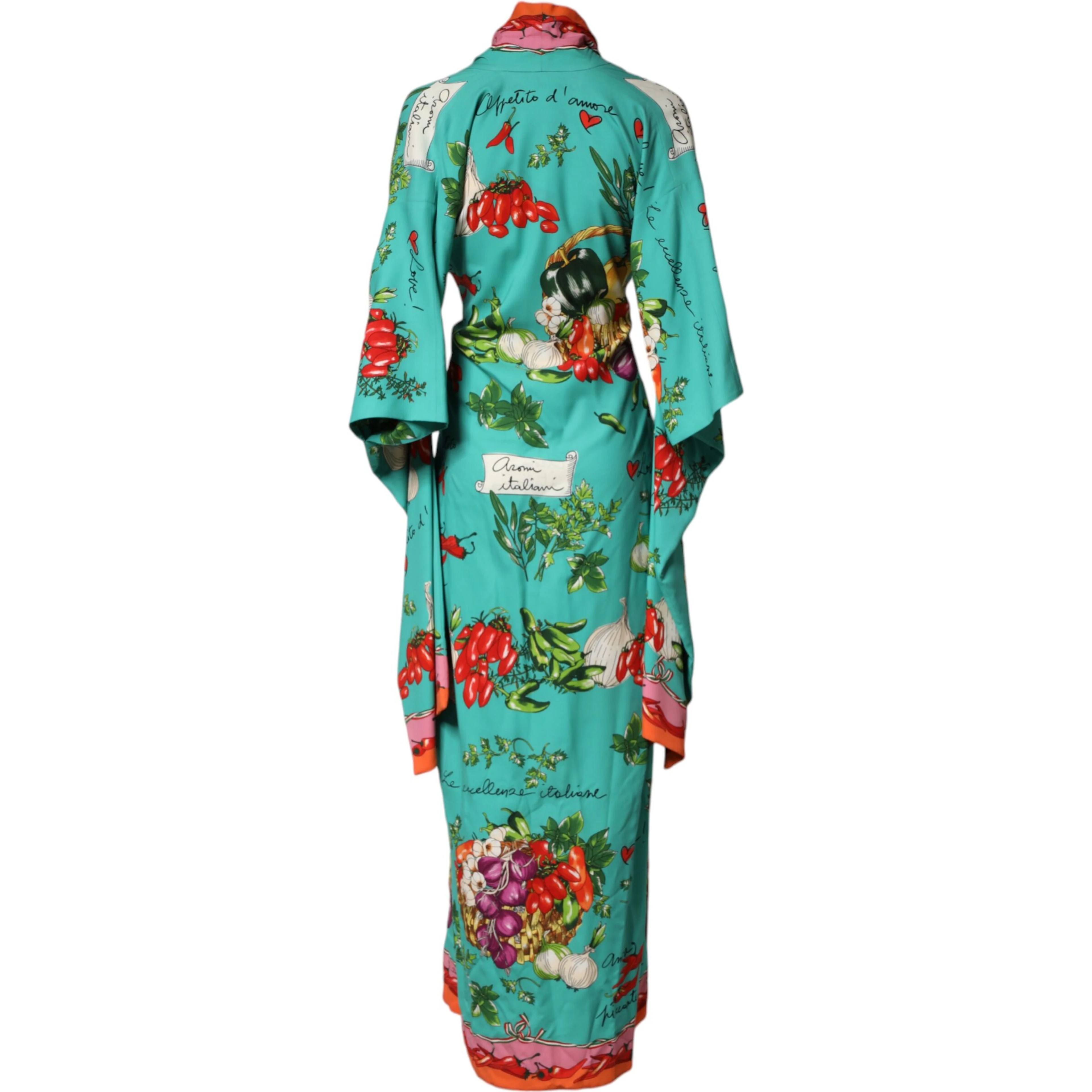 Green Printed Long Sleeve Wrap Coat Dress