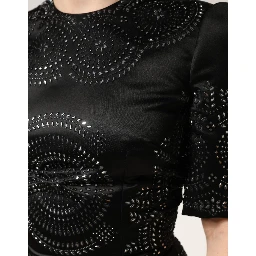 Black Embellished Short Sleeve Sheath Dress