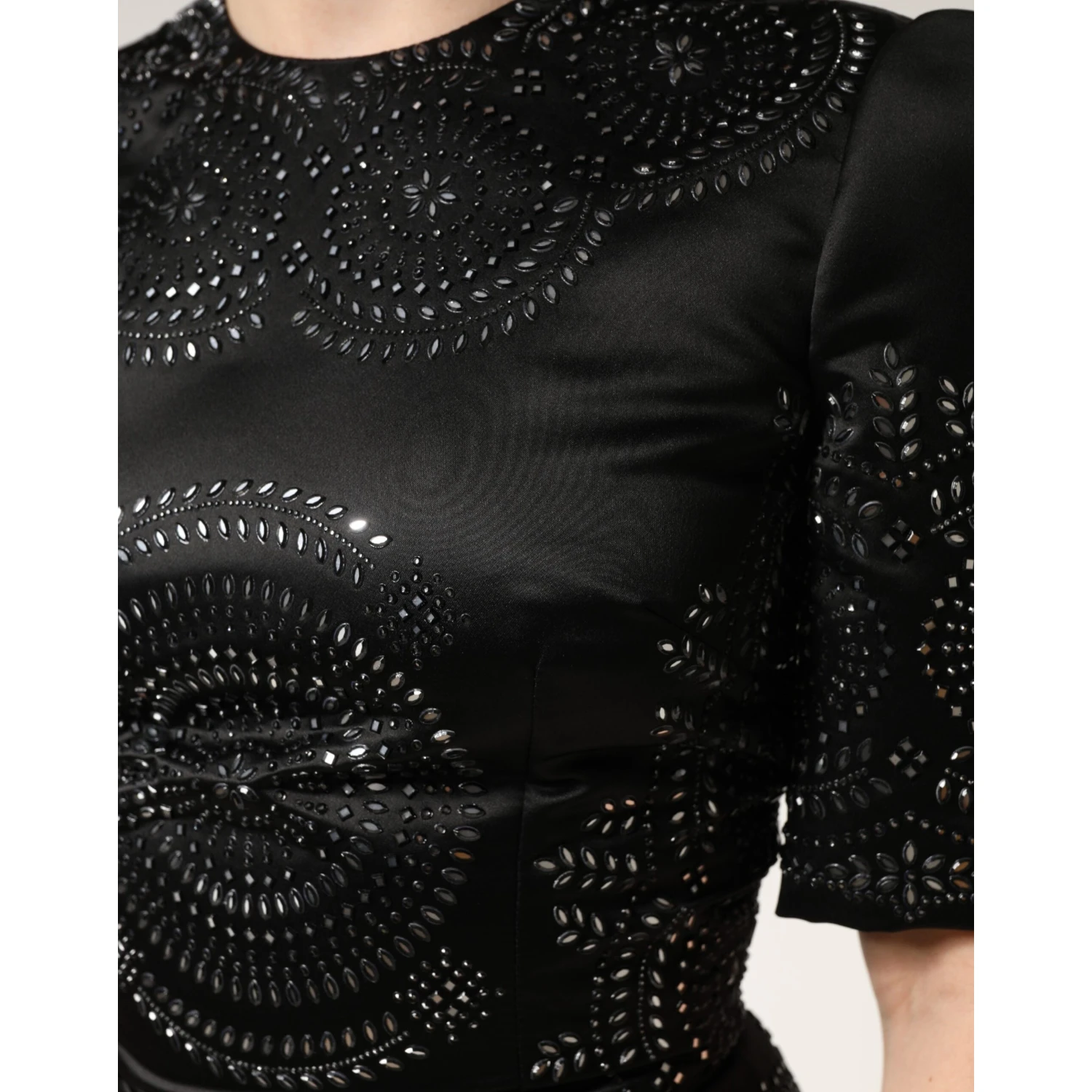 Black Embellished Short Sleeve Sheath Dress