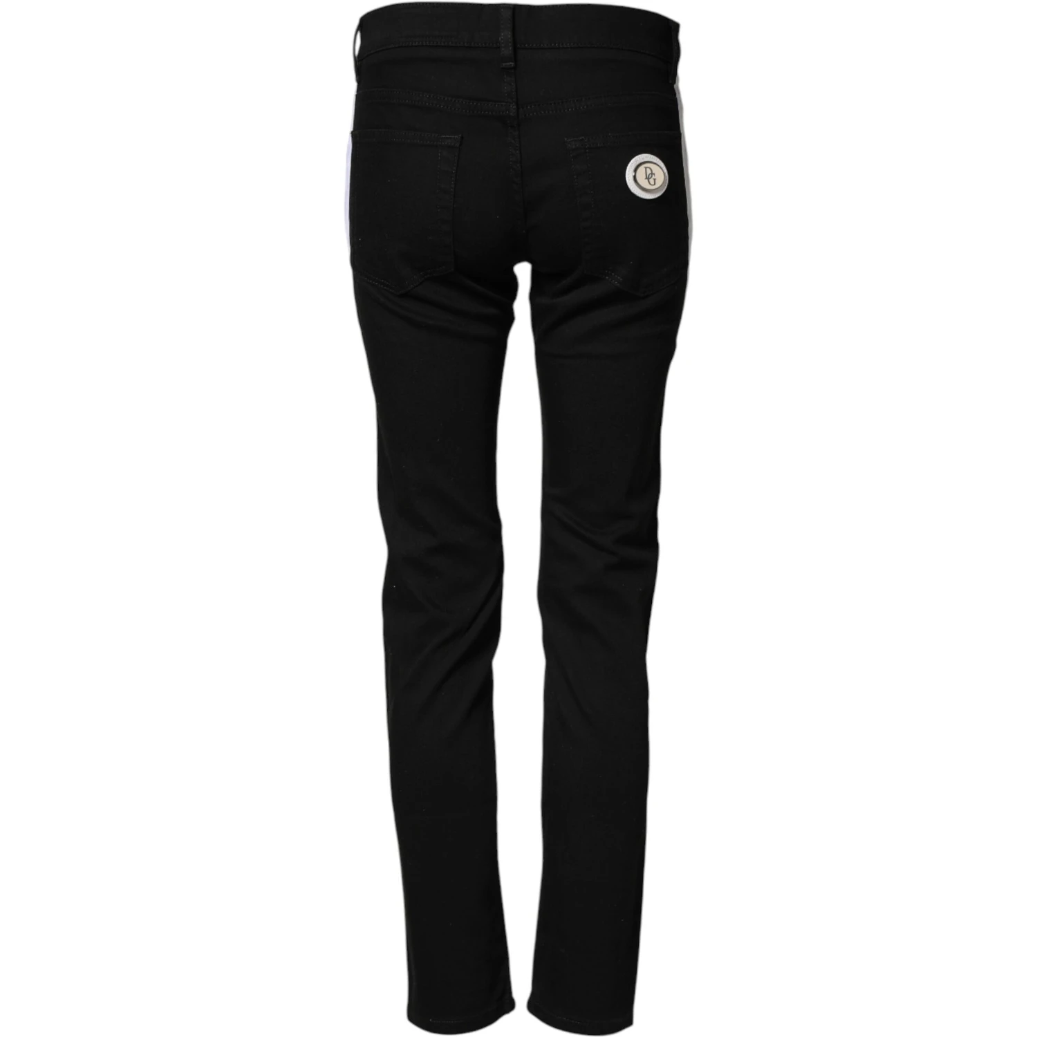Black Cotton MidWaist Skinny Denim Logo Jeans