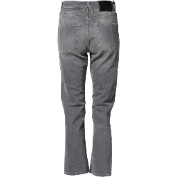 Gray Tattered Mid Waist Men Straight Denim Trouser Jeans