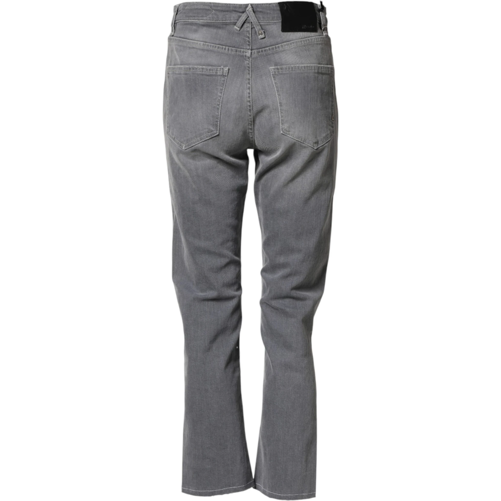 Gray Tattered Mid Waist Men Straight Denim Trouser Jeans
